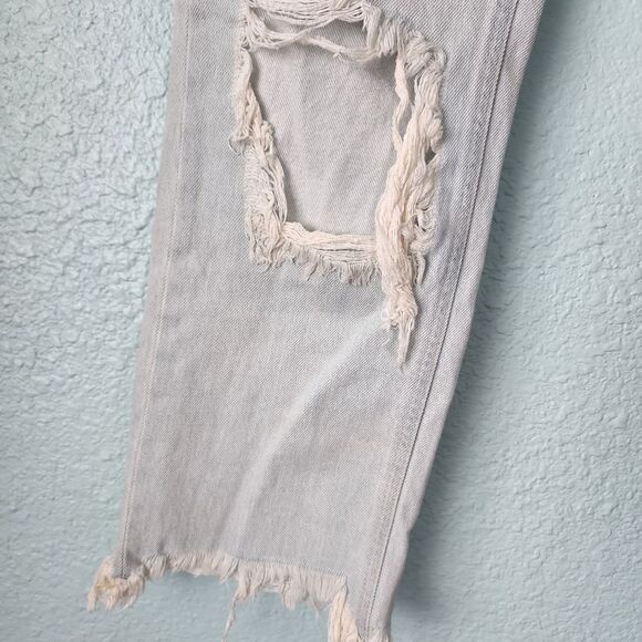 We the free free people distressed semi crop raw hem high rise button fly jeans - Picture 3 of 13